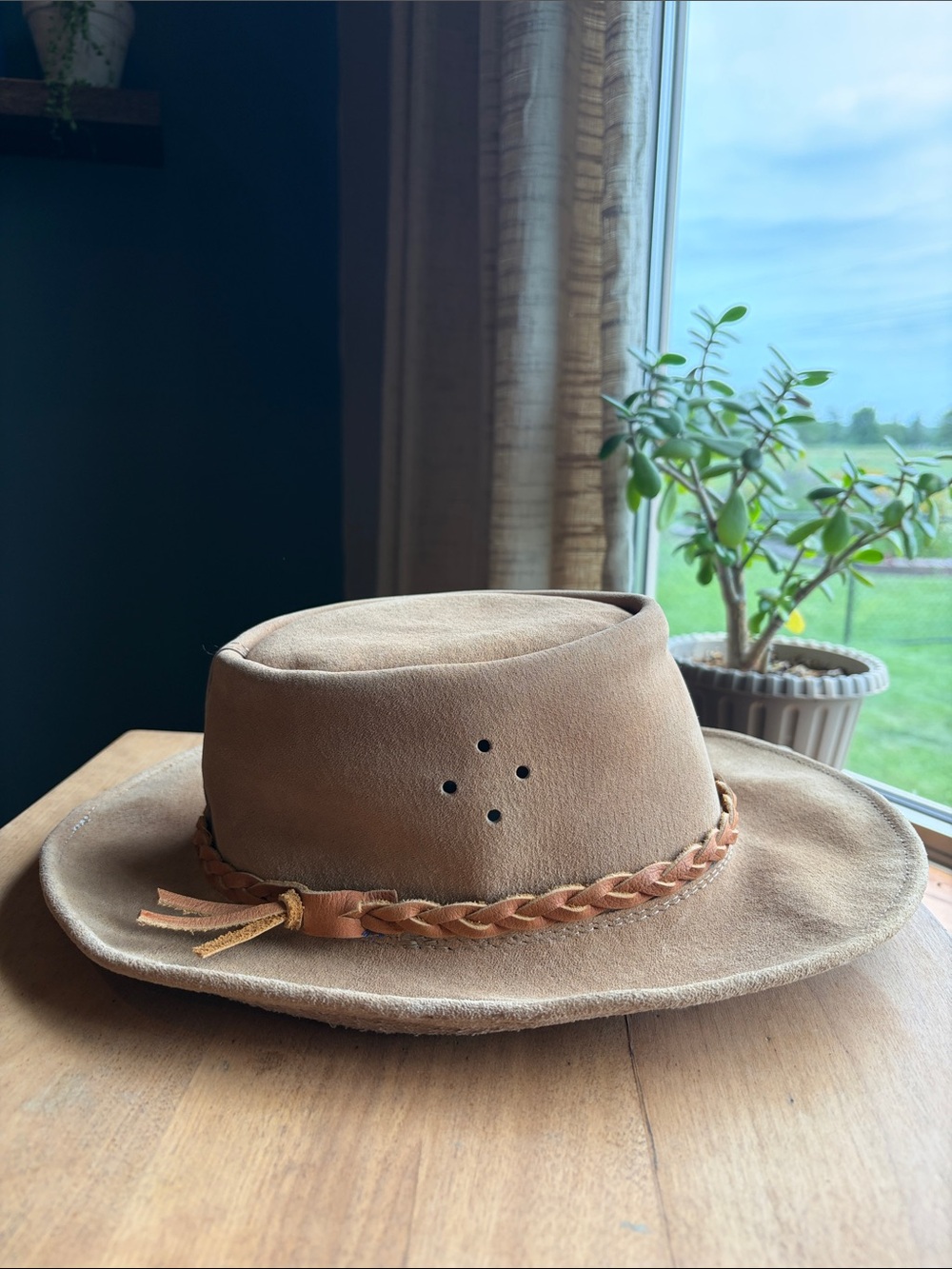 VTG Walkabout Real Leather Hats , Fedora, Tan Large